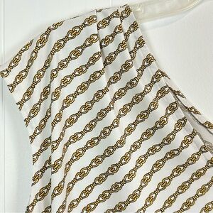 Banana Republic Chain Motif Gold and White Top Size M